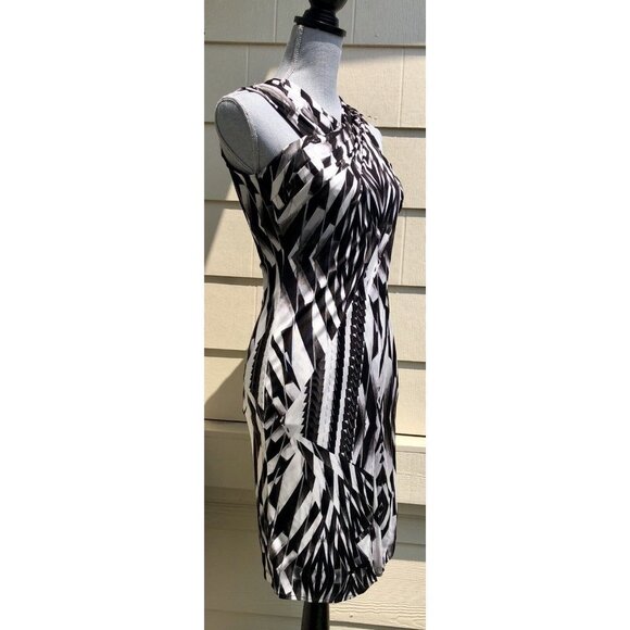 Ted Baker Jersey Knit Black & White Print Pleat Wrap Dress Size 1 XS - Picture 2 of 6